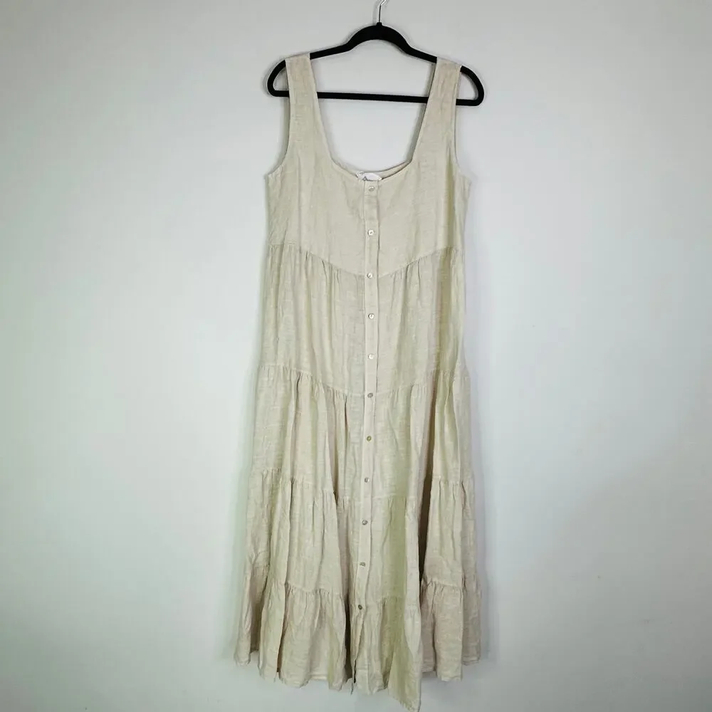 Beachwood Baby The Willow Dress - Moon Willow color - Linen Maxi Dress L - Picture 2 of 7
